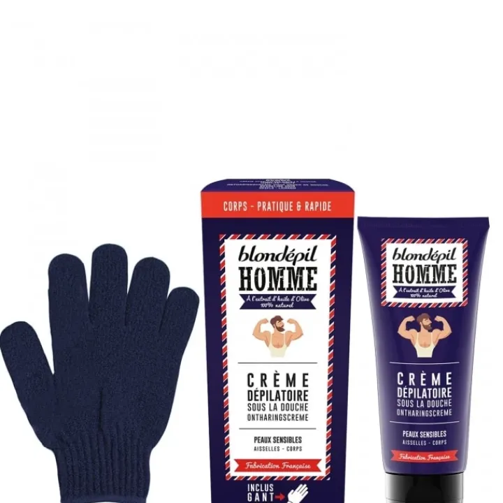 Homme Blondépil Homme Crème Dépilatoire Sous la Douche - Peaux Sensibles Aisselles - Corps