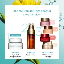 CLARINS Cryo-Flash Masque-Crème                Soin Masque Anti-Âge Effet Lift Immédiat, Fermeté & Éclat
