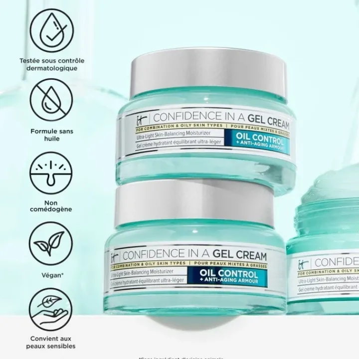 It Cosmetics Confidence in a Gel Cream Gel-Crème Hydratant et Anti-âge pour les Peaux Mixtes à Grasses
