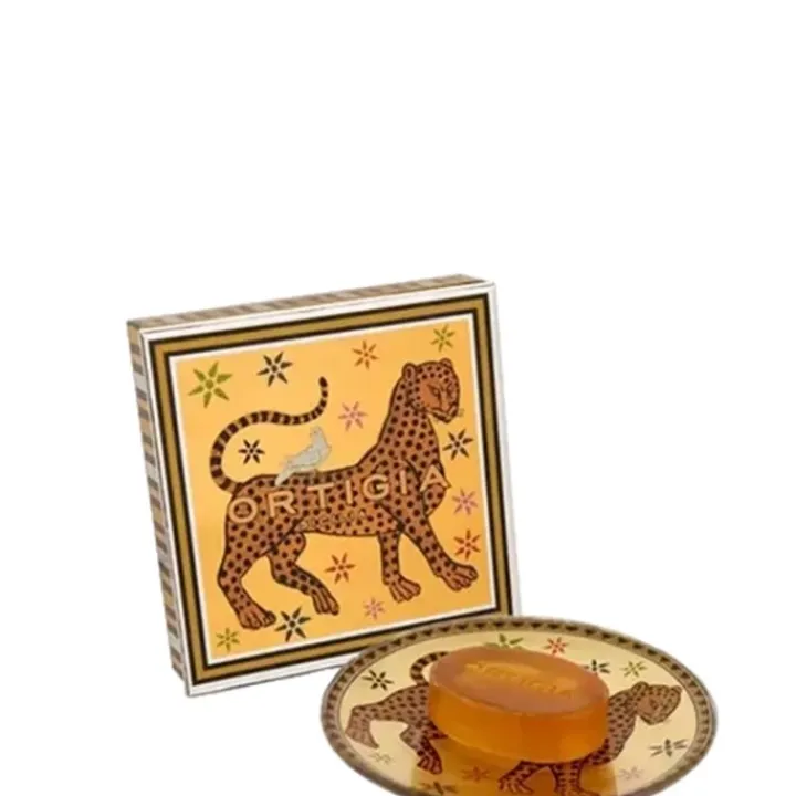 Ortigia Sicilia Ambra Nera Assiette en verre & Savon