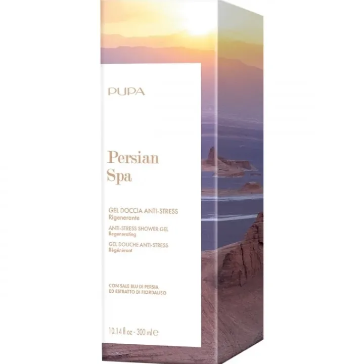 Pupa Persian Spa Gel Douche Anti-Stress A Base de Sel Bleu de Perse et d’Extrait de Bleuet