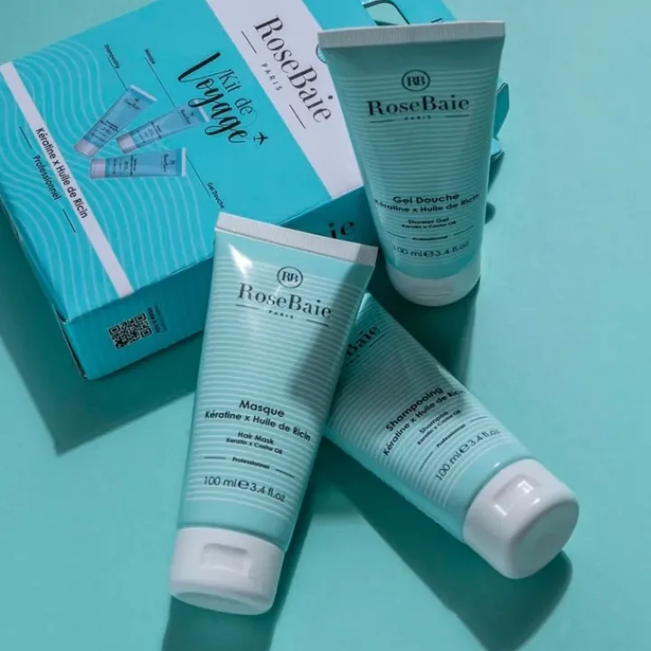 RoseBaie Paris Kit de Voyage Kératine x Ricin Coffret Soin Corps et Cheveux