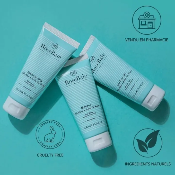 RoseBaie Paris Kit de Voyage Kératine x Ricin Coffret Soin Corps et Cheveux